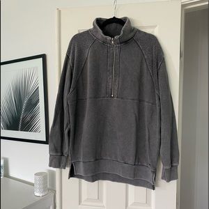 Pink 3/4 Zip Mock Collar Sweatshirt